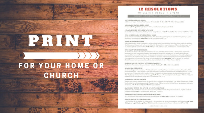 Print 12 resolutions for glorifying God